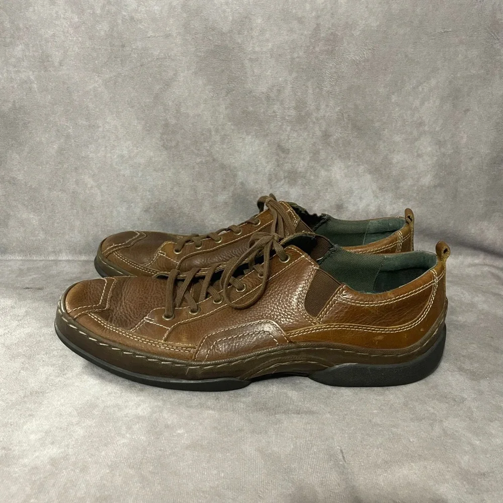 Clarks Leather Oxfords Mens Size 11.5 Brown Casual‎ Lace Up Round Toe Dad Shoe